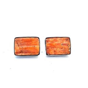 Orange spiny oyster shell cufflinks by alan k. Thau